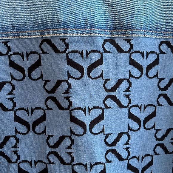 Sandro Augustin Mixed Media Denim Shirt Jacket - Picture 15 of 16